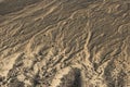 Aerial view from black desert streams down the sides of the volcanic crater of Marsous mountain in the Egyptian western desert